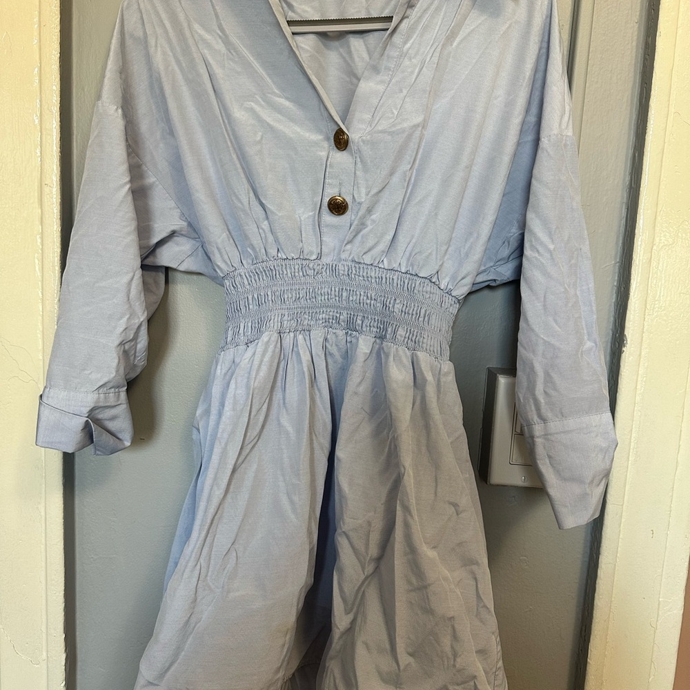 Light Blue Button-Up Dress